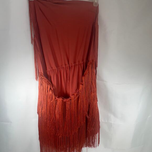 Cami String Halter Romper Jumpsuit Burnt Orange Women's Large Sexy Costume Cute - Picture 2 of 16